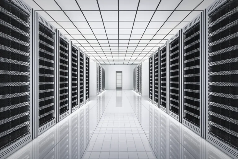 Allée d'une salle de serveurs informatiques