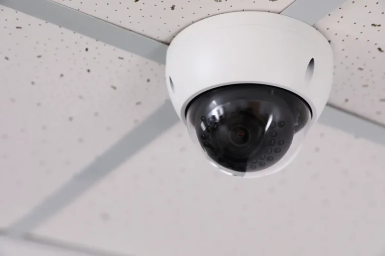 Caméra de surveillance fixée au plafond, vidéosurveillance des salariés
